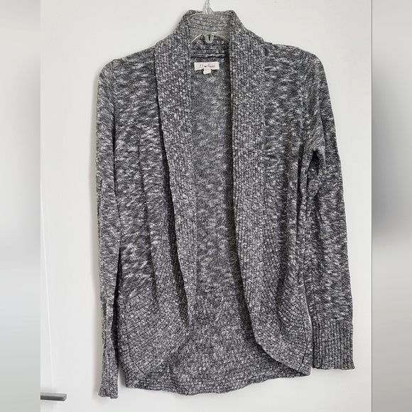 JJ Basics Shawl Collar Cotton Cardigan | Black White - Picture 2 of 8